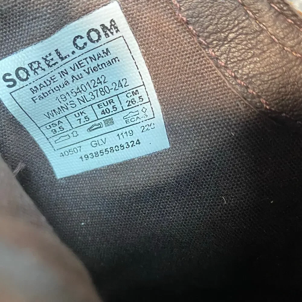 Sorel Out N About Brown Leather Ankle Boots Slip On Low Heel Booties Women's 9.5